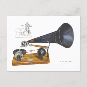 Antique Gramophone  Postcard