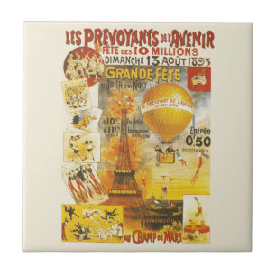 Antique Grand Fete Fair Paris Poster Ceramic Tile