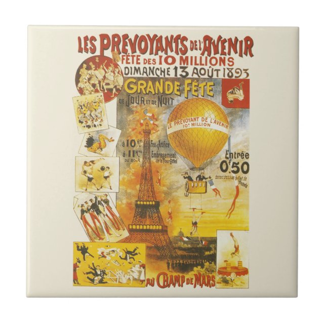 Antique Grand Fete Fair Paris Poster Ceramic Tile (Front)
