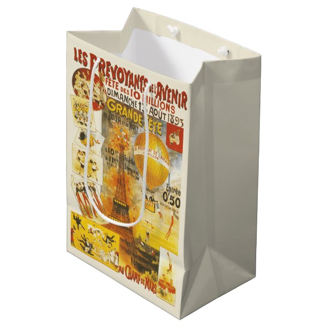 Antique Grand Fete Fair Paris Poster Medium Gift Bag (Front Angled)