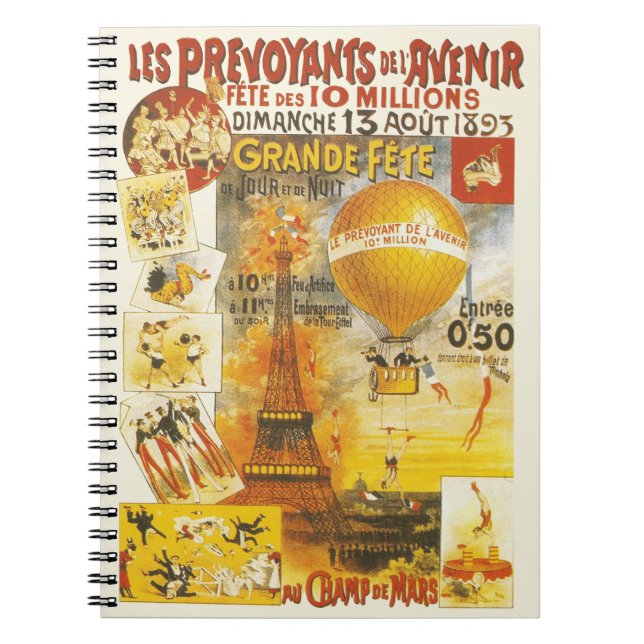 Antique Grand Fete Fair Paris Poster Notebook (Front)