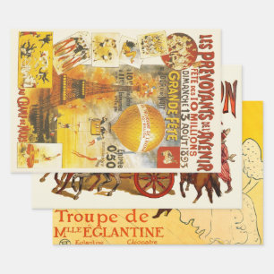 Antique Grand Fete Fair Paris Poster Wrapping Paper Sheet