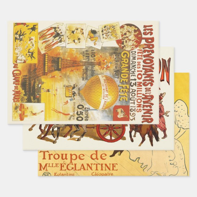 Antique Grand Fete Fair Poster Wrapping Paper Sheet (Set)