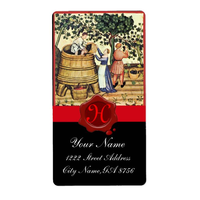 ANTIQUE GRAPE VINEYARD HARVEST WAX SEAL MONOGRAM (Front)