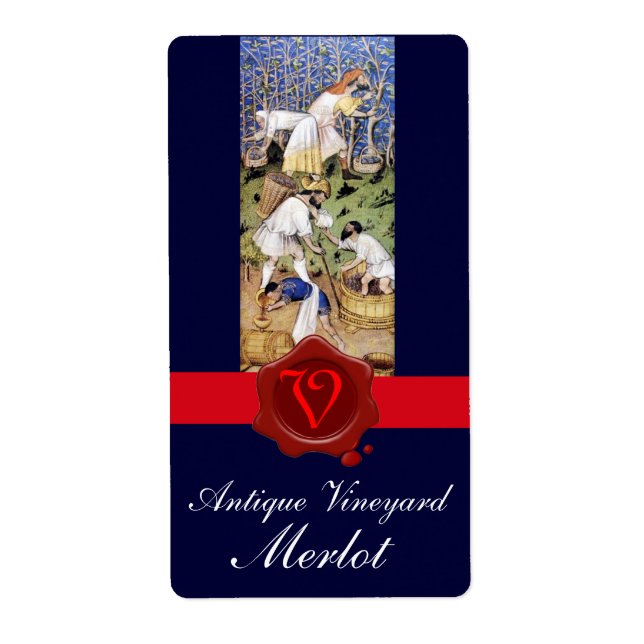 ANTIQUE GRAPE VINEYARD HARVEST WAX SEAL MONOGRAM (Front)