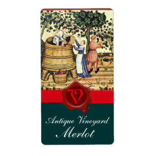 ANTIQUE GRAPE VINEYARD HARVEST WAX SEAL MONOGRAM
