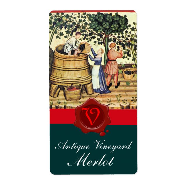 ANTIQUE GRAPE VINEYARD HARVEST WAX SEAL MONOGRAM (Front)