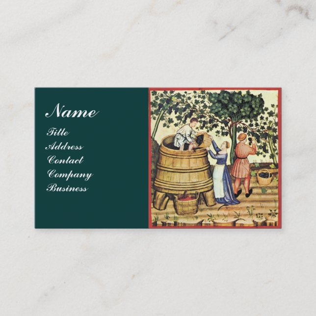 ANTIQUE GRAPE VINEYARD HARVEST WAX SEAL MONOGRAM BUSINESS CARD (Front)