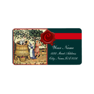 ANTIQUE GRAPE VINEYARD HARVEST WAX SEAL MONOGRAM LABEL
