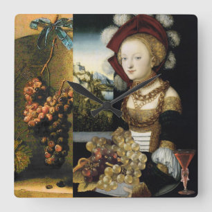 ANTIQUE GRAPE VINEYARD WINE TASTING PARTY SQUARE WALL CLOCK