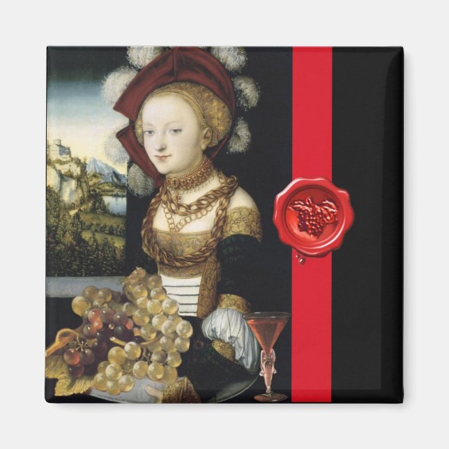 ANTIQUE GRAPE VINEYARD WINE TASTING PARTY WAX SEAL MAGNET (Front)