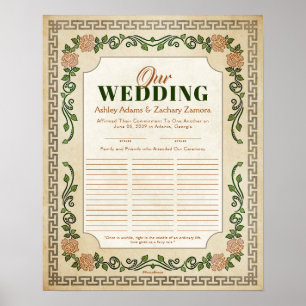 Antique Greek Floral Guestbook Wedding Certificate