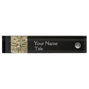 ANTIQUE GREEK HONEY BEE GODDESS Black, White Gem Nameplate