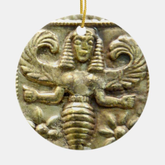 ANTIQUE GREEK HONEY BEE GODDESS CERAMIC TREE DECORATION (Front)