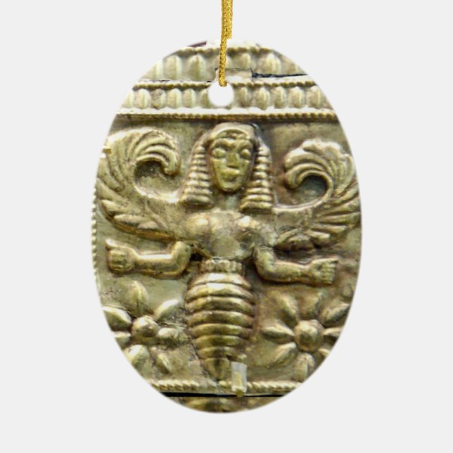 ANTIQUE GREEK HONEY BEE GODDESS CERAMIC TREE DECORATION (Front)