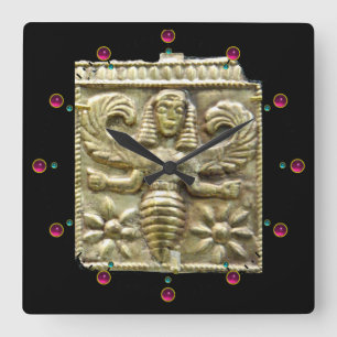 ANTIQUE GREEK HONEY BEE GODDESS SQUARE WALL CLOCK