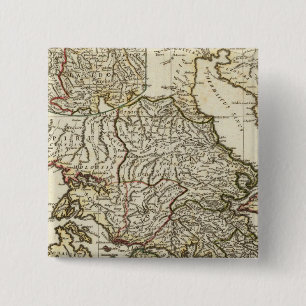 Antique Greek Map 15 Cm Square Badge