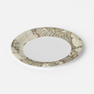 Antique Greek Map Paper Plate