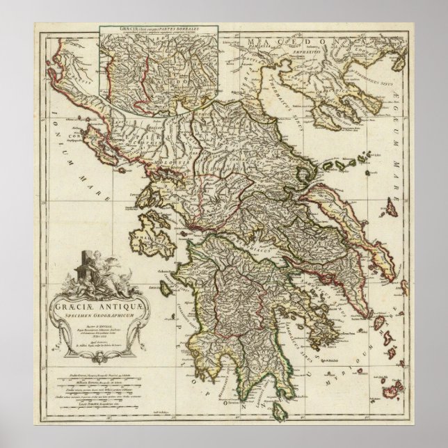 Antique Greek Map Poster (Front)