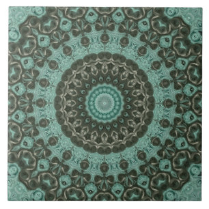 Antique Green Mandala Pattern Design Ceramic Tile