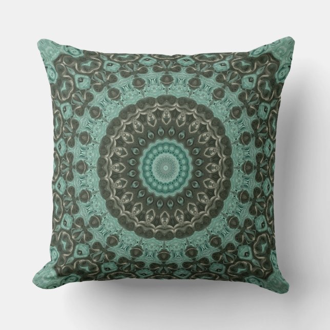 Antique Green Mandala Pattern Design Cushion (Front)