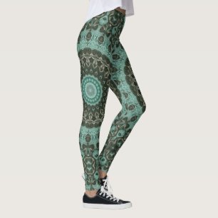 Antique Green Mandala Pattern Design Leggings