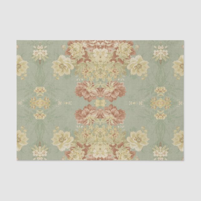 Antique Green Print Tissue Paper (Front)