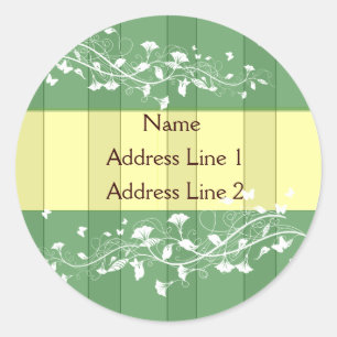 Antique Green Yellow Stripe Address Labels