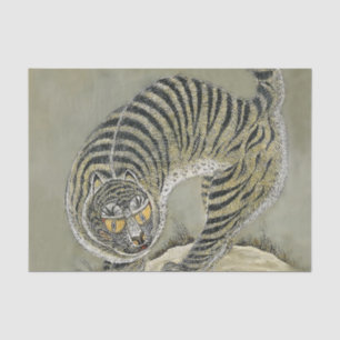 Antique Grey Tiger Minhwa Tissue Paper
