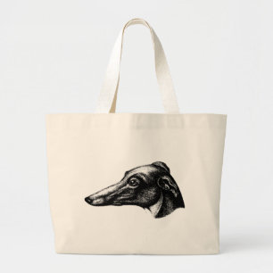 Antique Greyhound Dog Totebag Large Tote Bag