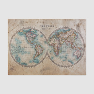 antique,grunge,vintage,world,map,hand coloured tissue paper
