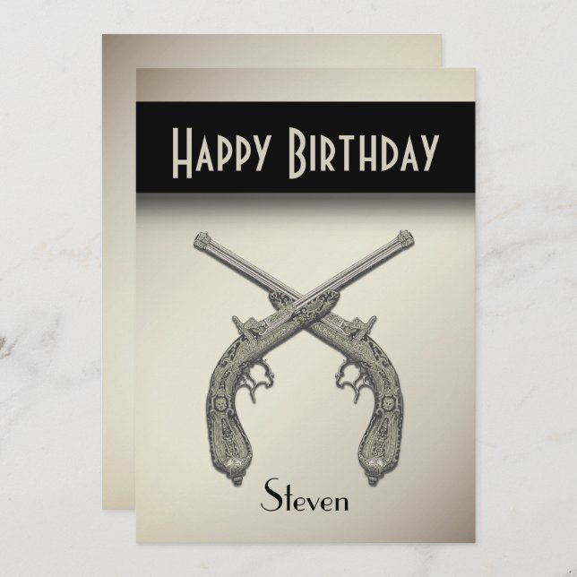 Antique Guns Birthday Party Invitation (Front/Back)