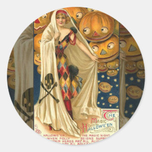 Antique Halloween Jack O Lantern Classic Round Sticker