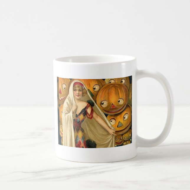 Antique Halloween Jack O Lantern Costume Woman Coffee Mug (Right)
