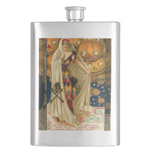 Antique Halloween Jack O Lantern Costume Woman Hip Flask