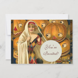 Antique Halloween Jack O Lantern  Invitation