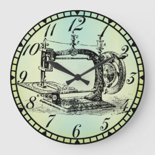 Antique Hand Crank Machine Sewing Room Clock v1