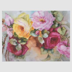 Antique Hand Painted Limoges Roses Gift Tissue Tis Paper