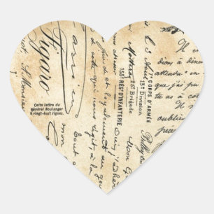 Antique Handwriting Heart Sticker
