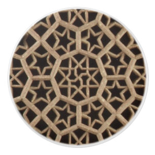Antique Harem Screen Carving Abstract Pattern Ceramic Knob