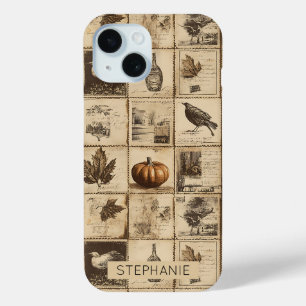 Antique Harvest Pumpkin Maple Leaf Sepia iPhone 15 Case