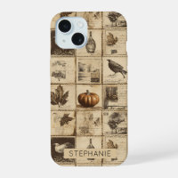 Antique Harvest Pumpkin Maple Leaf Sepia
