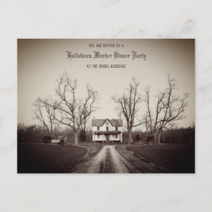 Antique haunted house custom Halloween invitation Postcard