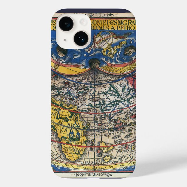 Antique Heart Shaped World Map by Peter Apian 1520 Case-Mate iPhone Case (Back)
