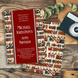 Antique Heraldry History Lover's Birthday Party Invitation