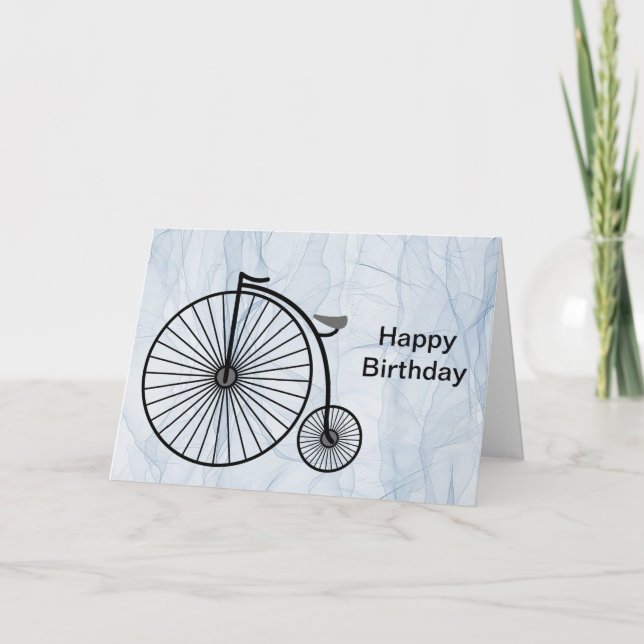 Antique High Wheel Bicycle Birthday Card (Front)