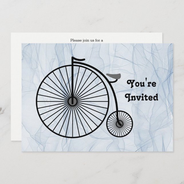 Antique High Wheel Bicycle Birthday Invitation (Front/Back)