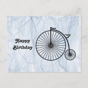Antique High Wheel Bicycle Birthday Postcard
