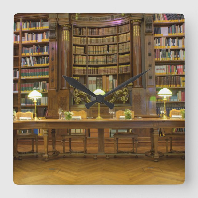 Antique Historical Library Square Wall Clock (Front)