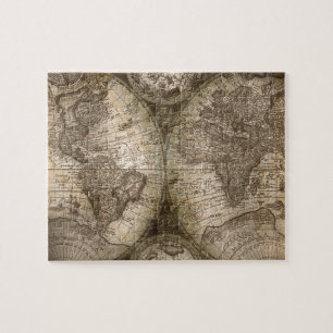 Antique Historical Old World Atlas Map Continents Jigsaw Puzzle